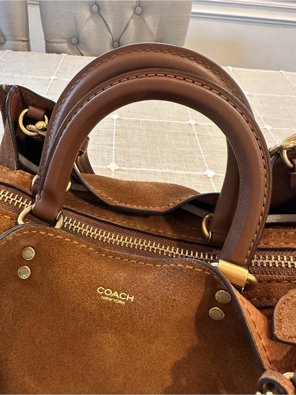 100% Coach Rogue Bag 31 Suede Leather Warm Brown Mint Condition Receipt - Picture 7 of 16